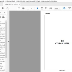 Claas Nectis 207 B2-HYDRAULIKTEIL – Reparatur handbuch - PDF DOWNLOAD (German)