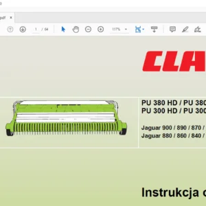 Claas  PU 380 HD  PU 380 Type 429 PU 300 HD  PU 300 Type 428 Instrukcja obsługi - PDF DOWNLOAD (Polish)