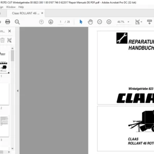 Claas ROLLANT 46 ROTO CUT Winkelgetriebe 823 300.1 Reparatur handbuch- PDF DOWNLOAD (German)