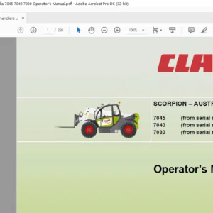 Claas SCORPION – AUSTRALIA 7045 7040 7030 Operator's Manual - PDF DOWNLOAD