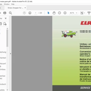 Claas TUCANO 450 / 440 / 430 TUCANO 340 / 330 / 320 Straw chopper for maize / grain Conversion and operator's manual _DE_EN_FR_IT_ES