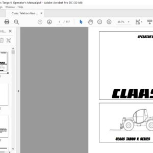 Claas Targo k Series Operator's  Manual – PDF DOWNLOAD