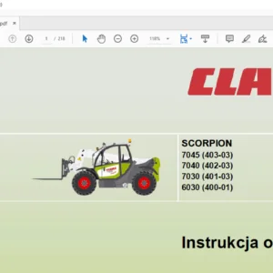 Claas Telehandlers Scorpion 7045 (403-03) 7040 (402-03) 7030 (401-03) 6030 (400-01) Instrukcja obsługi - PDF DOWNLOAD (Polish)