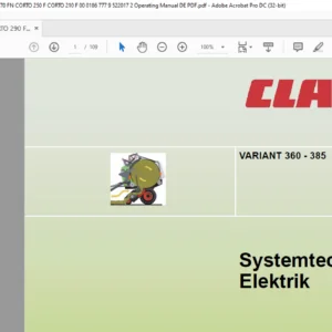 Claas VARIANT 360 - 385 System technik Elektrik Manual - PDF DOWNLOAD (GERMAN)