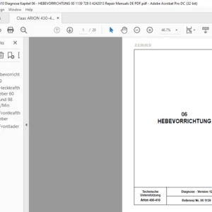 Class Ares 806 F2 - 06 HEBEVORRICHTUNG Reparatur handbuch - PDF DOWNLOAD