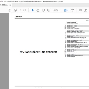 Class Ares 806 F2 - KABELSÄTZE UND STECKER Reparatur handbuch - PDF DOWNLOAD (GERMAN)