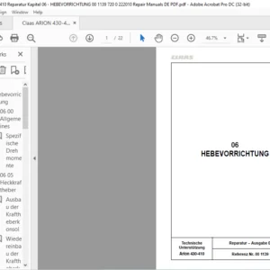 Class Arion 430-410 06-HEBEVORRICHTUNG - Reparatur handbuch - PDF DOWNLOAD (GERMAN)