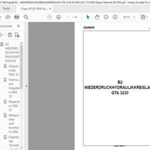 Class Atles 906-B2 NIEDERDRUCKHYDRAULIKKREISLAUF GTA 3230 - Reparatur handbuch - PDF DOWNLOAD (GERMAN)