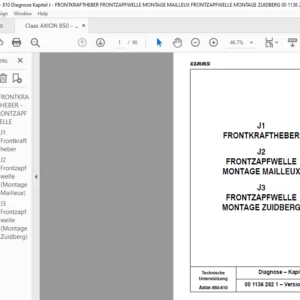 Class Axion 850-810 Diagnose – Kapitel J FRONTKRAFTHEBER FRONTZAPFWELLE MONTAGE MAILLEUX FRONTZAPFWELLE MONTAGE ZUIDBERG Reparatur handbuch - PDF DOWNLOAD (GERMAN)