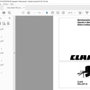 Class Baler ROLLANT 45 FR_DE_EN _RU Operator's Manual -PDF DOWNLOAD