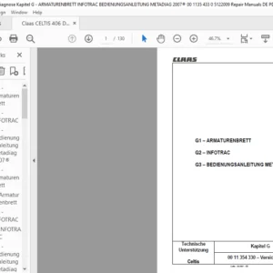 Class Celtis Kapitel G ARMATURENBRETT INFOTRAC BEDIENUNGSANLEITUNG METADIAG 2007- Reparatur handbuch