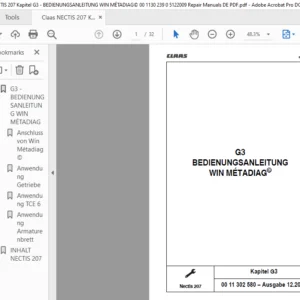 Class Nectis 207 G3 BEDIENUNGSANLEITUNG WIN MÉTADIAG Reparatur handbuch - PDF DOWNLOAD (GERMAN)