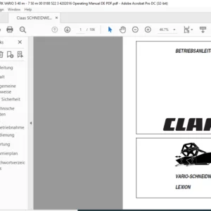 Class SCHNEIDWERK VARIO LEXION BETRIEBSANLEITUNG - PDF DOWNLOAD (GERMAN)