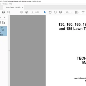 John Deere 130 160 165 175 180 & 185 Lawn Tractors Technical Manual - PDF DOWNLOAD
