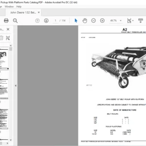 John Deere 132 BELT PICKUP WITH PLATFORM Parts Catalog Manual - PDF DOWNLOAD