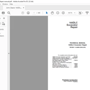 John Deere 160DLC Excavator Repair Manual - PDF DOWNLOAD