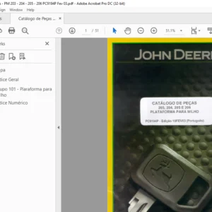 John Deere 203 204 205 E 206 PLATAFORMA PARA MILHO CATÁLOGO DE PEÇAS - PDF DOWNLOAD (Português)