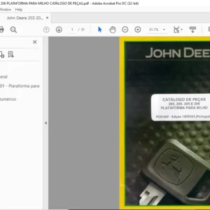 John Deere 203 204 205 E 206 PLATAFORMA PARA MILHO CATÁLOGO DE PEÇAS - PDF DOWNLOAD