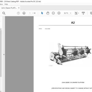 John Deere 218 Draper Platform Spare Parts Catalog PDF Download