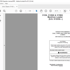 John Deere 310G 310SG & 315SG Backhoe Loader Operator's Manual - PDF DOWNLOAD