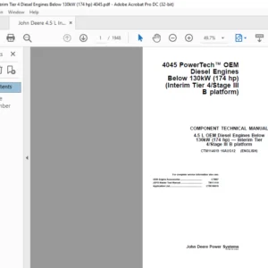 John Deere 4045 PowerTech™ OEM Diesel Engines (Interim Tier 4 Stage III B platform) Technical Manual - PDF DOWNLOAD