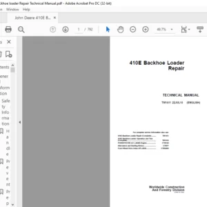 John Deere 410E Backhoe Loader Repair Technical Manual - PDF DOWNLOAD