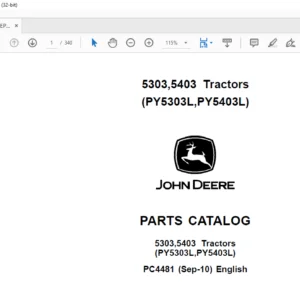 John Deere 5303 5403 Tractors (PY5303L, PY5403L) Parts Catalog Manual - PDF DOWNLOAD