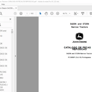 John Deere 5425N & 5725N Narrow Tractors CATALOGO DE PECAS DE REPOSICAO - PDF DOWNLOAD (Portuguese)