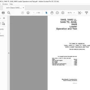 John Deere 544G 544G LL 544G TC 624G 644G Loader Operation & Test Technical Manual - PDF DOWNLOAD