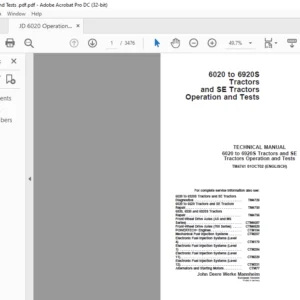 John Deere 6020 to 6920S Tractors & SE Tractors Operation & Tests Manual - PDF DOWNLOAD