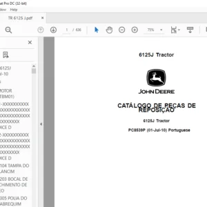 John Deere 6125J Tractor CATÁLOGO DE PEÇAS DE REPOSIÇÃO  - PDF DOWNLOAD (Portuguese)