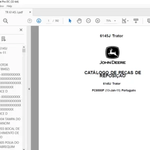 John Deere 6145J Trator CATÁLOGO DE PEÇAS DE REPOSIÇÃO - PDF DOWNLOAD (Português)