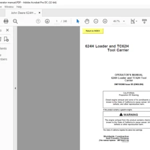 John Deere 624H Loader & TC62H Tool Carrier Operator's Manual - PDF DOWNLOAD