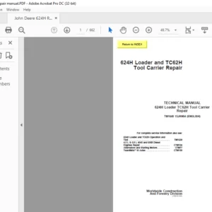 John Deere 624H Loader & TC62H Tool Carrier Repair Manual - PDF DOWNLOAD