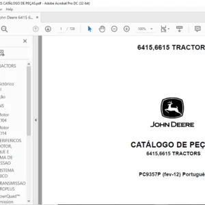 John Deere 6415 6615 TRACTORS CATÁLOGO DE PEÇAS - PDF DOWNLOAD (Português)