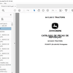 John Deere 6415 6615 TRACTORS CATÁLOGO DE PEÇAS DE REPOSIÇÃO - PDF DOWNLOAD(Portuguese)