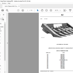 John Deere 643 Corn Head Spare Parts Catalog PDF Download