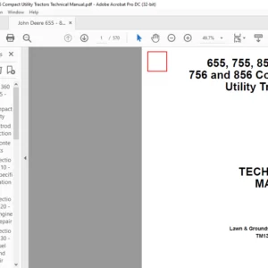 John Deere 655 755 855 955 756 & 856 Compact Utility Tractors Technical Manual - PDF DOWNLOAD