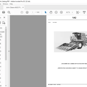 John Deere 6620 Combine & 653 Head Spare Parts Catalog PDF