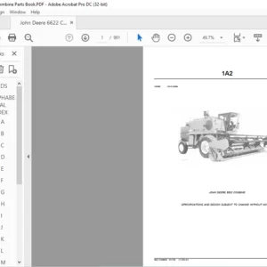 John Deere 6622 Combine Spare Parts Catalog PDF Download