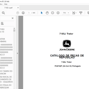 John Deere 7185J Trator CATÁLOGO DE PEÇAS DE REPOSIÇÃO - PDF DOWNLOAD (Português)