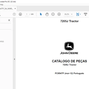 John Deere 7205J Tractor CATÁLOGO DE PEÇAS - PDF DOWNLOAD (Português)