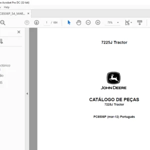 John Deere 7225J Tractor CATÁLOGO DE PEÇAS - PDF DOWNLOAD (Português)