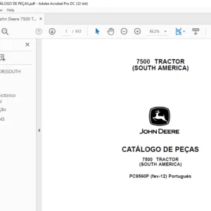 John Deere 7500 TRACTOR CATÁLOGO DE PEÇAS - PDF DOWNLOAD (Português)