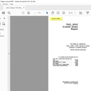 John Deere 750C 850C Crawler Dozer Repair Technical Manual - PDF DOWNLOAD