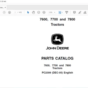 John Deere 7600 7700 & 7800 Tractors Parts Catalog Manual - PDF DOWNLOAD