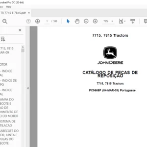 John Deere 7715 7815 Tractors CATÁLOGO DE PEÇAS DE REPOSIÇÃO - PDF DOWNLOAD (Portuguese)
