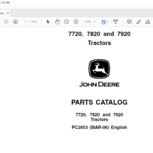 John Deere 7720 7820 & 7920 Tractors Parts Catalog Manual - PDF DOWNLOAD