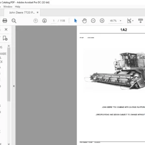 John Deere 7720 Combine & 224 Platform Spare Parts Catalog PDF