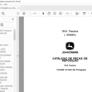 Download Catálogo de Peças John Deere 7815 Tratores (Português)
